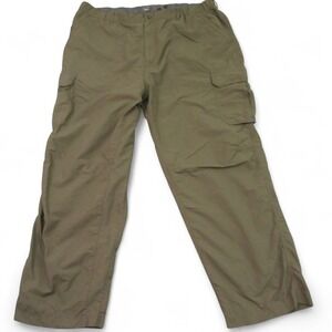 REI Mens Cargo Pants XXL x 30 Green Elastic Waist Multiple Utility Pockets